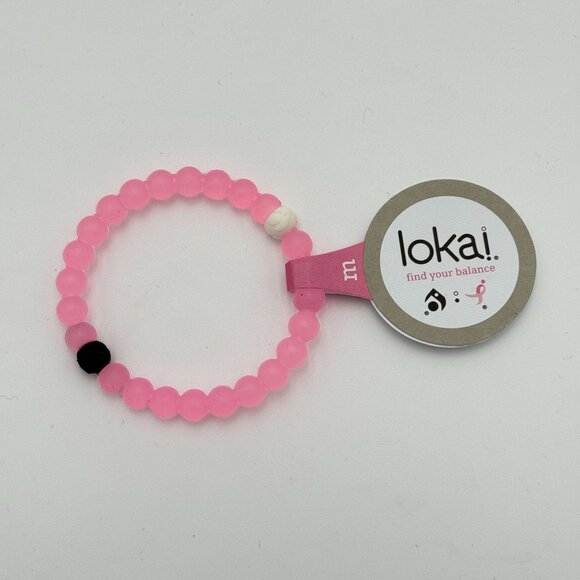 New Lokai Bracelet Pink Beads Breast Cancer Awareness Slide On Style Medium - Picture 4 of 7